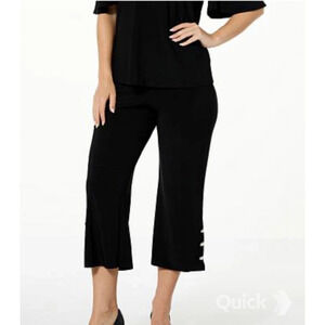 Curations x Debbie Denmon Pants Sz XS Black Pull-On Knit Crop Flare Stud Hem New